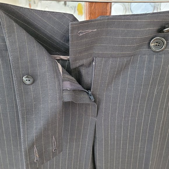 Periphery Grey and Camel Pinstriped Wool Blend Pants US 6 - Picture 6 of 12